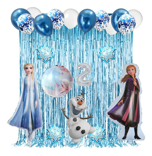 Globos Frozen Elsa Ana Olaf Redondo+copos+nro+cortinas+latex