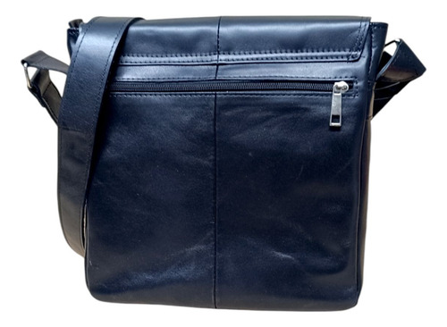 Morral De Cuero Genuino, Chico, Diseño Italiano Negro Lisa
