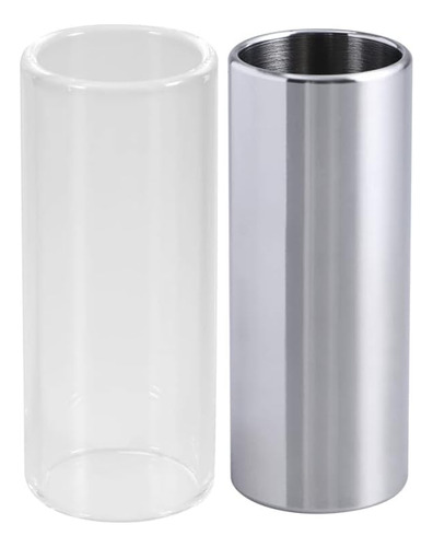 2 Pack Guitar Slide Bar Acero Inoxidable Y Vidrio 6cm Fin...