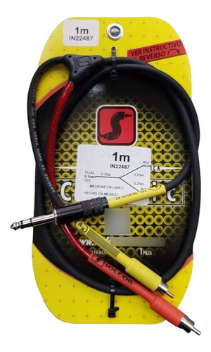 Cable 2 Rca A Plug 6.3 Estéreo 1 Metros Solcor