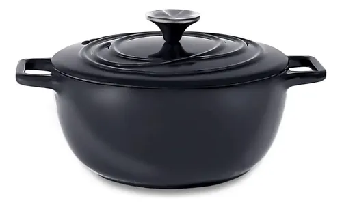 Caçarola De Ferro Fundido 18cm C/ Tampa Oxford Aroma Cinza Liso