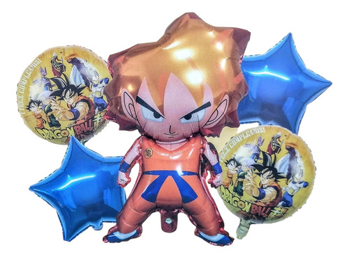 Globos Metálicos Kit 5 Piezas, Dragon Ball Z, Cumpleaños.