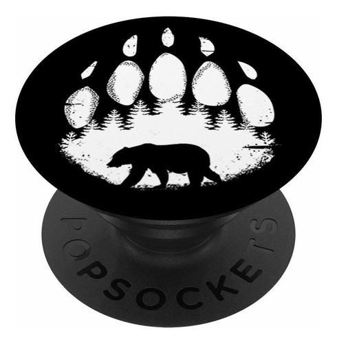 Impresion Huella Oso  Silueta Animal Bosque Popsockets Grip