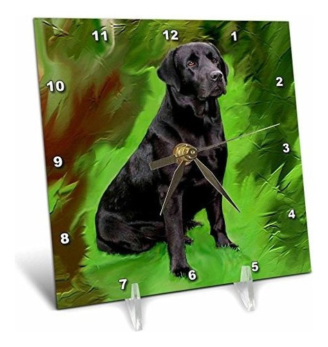 3drose Llc Reloj De Escritorio Negro Labrador Retriever