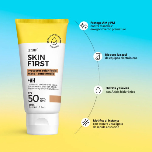 Bloqueador Facial Con Color Skin First Tono Medio