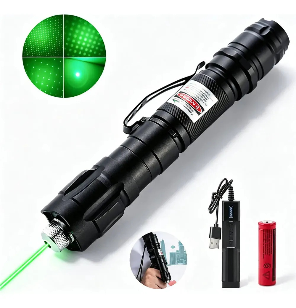 Puntero Láser Verde 5000mw USB Con Batería Interna, Apuntadores Laser Alcance 50km Impermeable ideal para Astronomía y uso en Oficina y Exteriores
