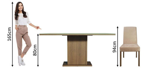 Juego Comedor Mesa Tapa Vidrio 6 Sillas Alexis Madesa Color Marron/Crema/Imperial