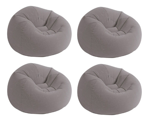 Set De 4 Sillones Inflables Intex Contorneado Color Gris