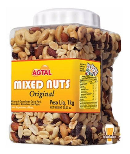 Nuts Agtal - Castanhas - Amendoim - Passas - 1 Pote De 1kg 