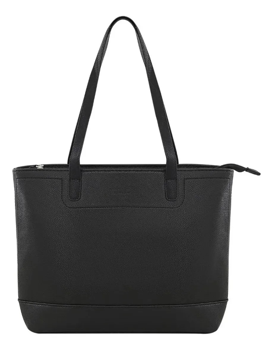 Cartera Trendy Diseño Minimalista Ideal Para Diaro Moderna Negro Lisa Níquel