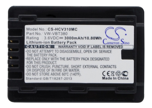 Bateria Para Camara Panasonic Hcv310 , Hc-250eb , 3000mah