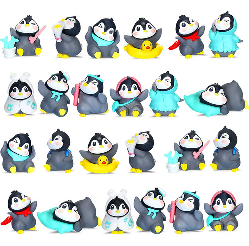 24 Piezas Mini Pingüino Figuras Colección  Set Pingü...