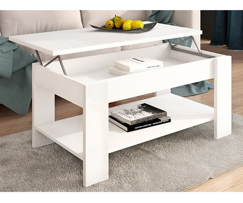 Mesa Ratona Nordica  Elevable Moderna Melamina Blanca R5