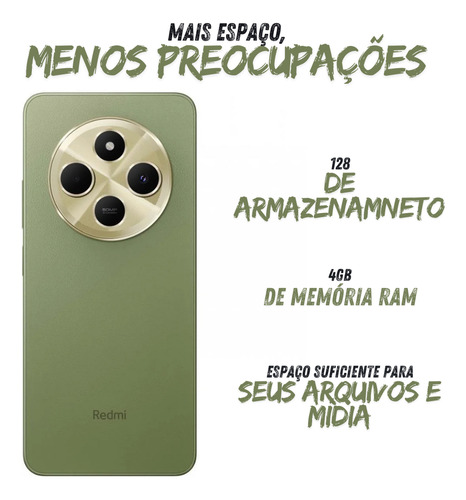 Celular Redmi 14c Verde 128gb + Fone Bt Relógio Capinha