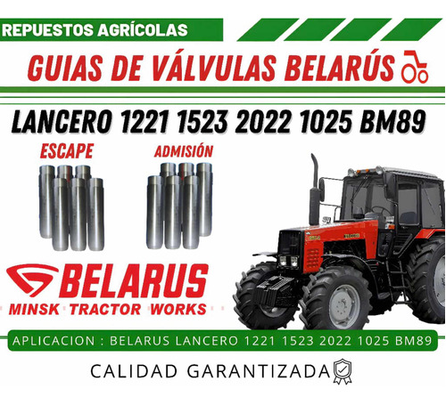 Guias De Válvulas Tractor Belarus 1221 1523 2022 1025