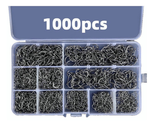 1000 Piezas Kit De Anzuelos Pesca 3-12# Con Caja Afilados