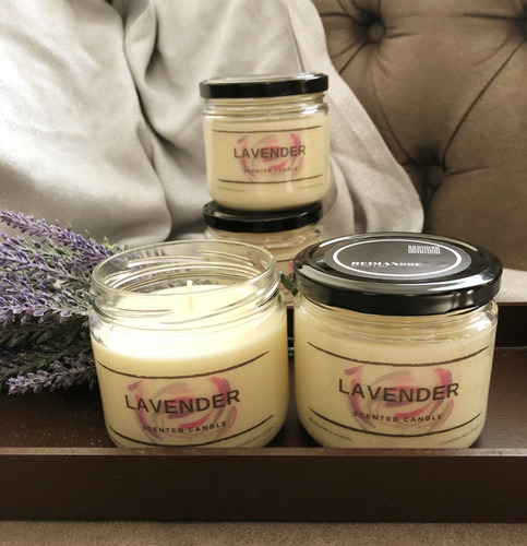 Imagen 2 de 3 de Vela Aromatica Artesanal De Lavanda 200 Grs 16 Piezas