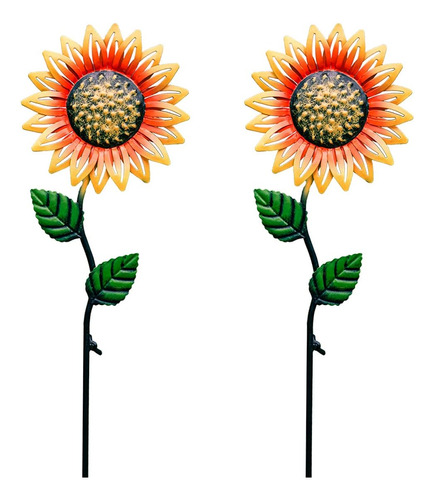 Juego De 2 Estacas De Jardín De Metal Con Girasoles De 6 Pul