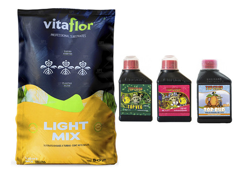 Sustrato Lightmix 50lts Con Top Crop Veg Bloom Bud 250ml