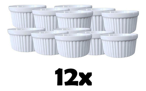 Ramekin Canelado Porcelana 135ml Finger Foods Kit Com 12 Cor Branco