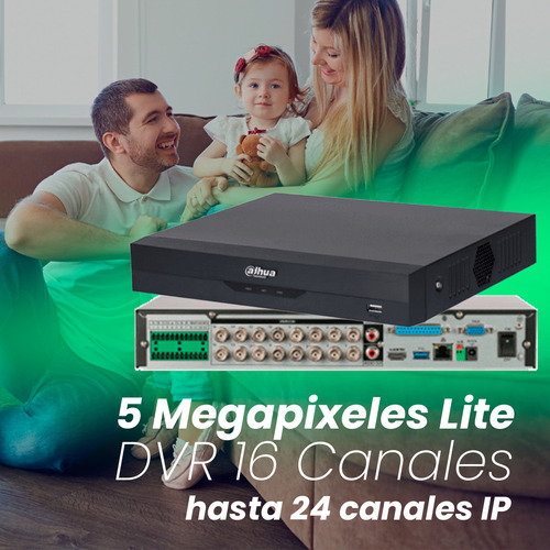 Kit Cronos Dvr Dahua Xvr5116he-i3-p500 16 Canales 5 Mp Lite Wizsense Y Ia +hdd 500gb H.265+ Hasta 24 Canales Ip 2 Canales De Reconocimiento Facial 16 Entradas De Audio Smd Plus Xvr5116he Iot&pos