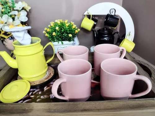 Jogo De Xícaras Café Chá Rosa Com Suporte Kit 4 Canecas Poá - Neo  Porcelanas - Xícaras de Café - Magazine Luiza