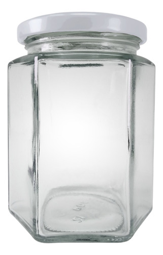 Frasco O Tarro De Vidrio Hexagonal 256 Ml 7 Onzas. 12 Piezas