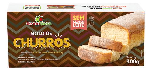 Bolo de Churros Sem Glúten Sem Leite e Sem Lactose 300g Grani Amici