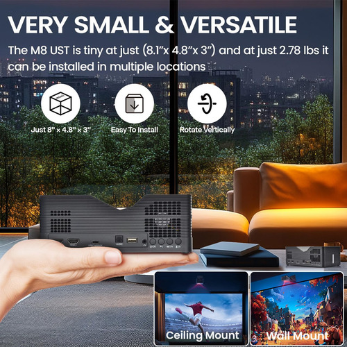 Proyector Láser 4k Tiro Ultra Corto 1100 Ld Wifi Y Bluetooth Negro