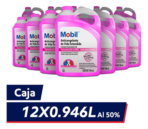 Mobil Coolant Vida Extendida 50% Caja 12x0.946l Mobil 126923