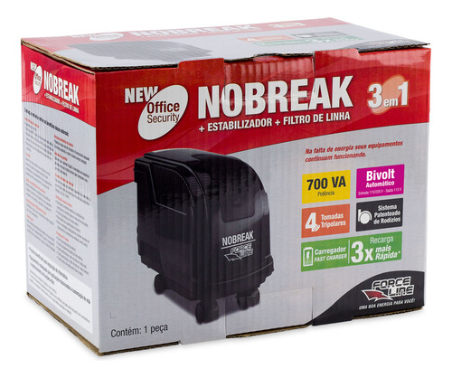 Nobreak Office Security 700va Preto Bivolt Force Line