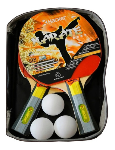 Kit Ping Pong Hacker 4* Karate Pvc Bag *ver Detalle Full