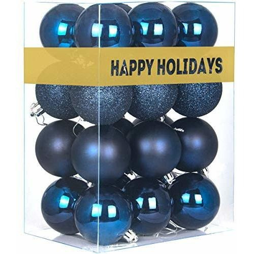 Azul Marino 2,5  Bolas De Navidad Árbol Decoración Qw62h