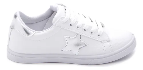 Zapatilla Converse Plataforma Mujer Plateada Con Brillos - $ 23.979,6