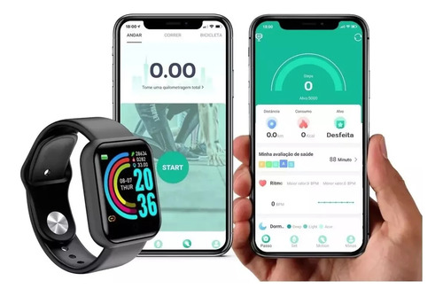 Relógio Smartwatch D20 Digital Esportivo Bluetooth Preto Preto Preto