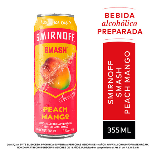 Smirnoff Smash Peach-mango 355 Ml 8% Alc. Pack 24 Latas