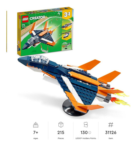 Lego 31126 Creator Avion Jet Supersonico 215 Pzs