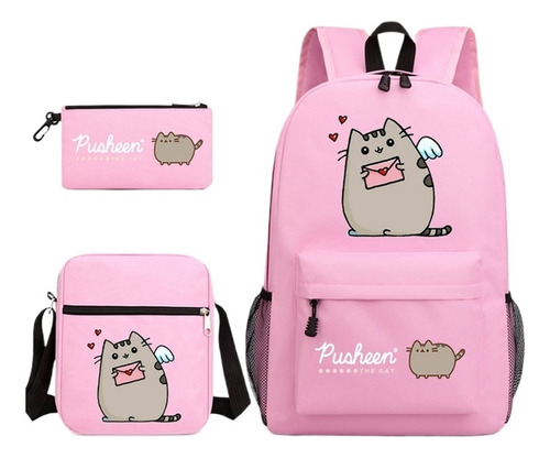 Set De 3 Mochilas Escolares Con Estampado De Gatos Fat Kat P