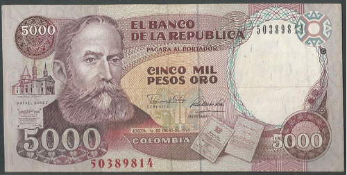 Colombia, 5000 Pesos 1 Ene 1990 Bgw503