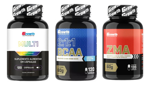 Multivitamínico + Bcaa 2:1:1 + Zma - Growth Supplements Sabor Natural