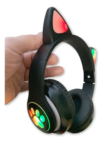 comprar Fone Gatinho Sem Fio Com Led Bluetooth Infantil Meninas Gato Cor Preto
