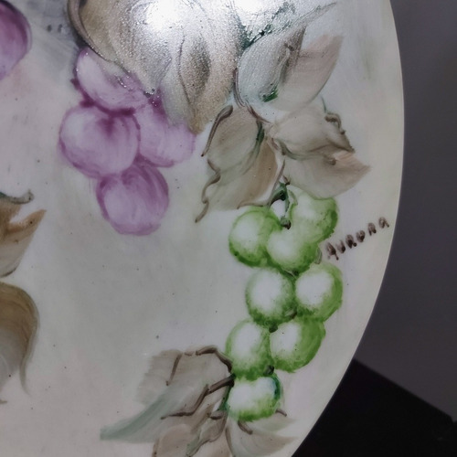 Imagem 3 de 6 de Prato De Pudim Antigo Pintura A Mão Porcelana Aurora