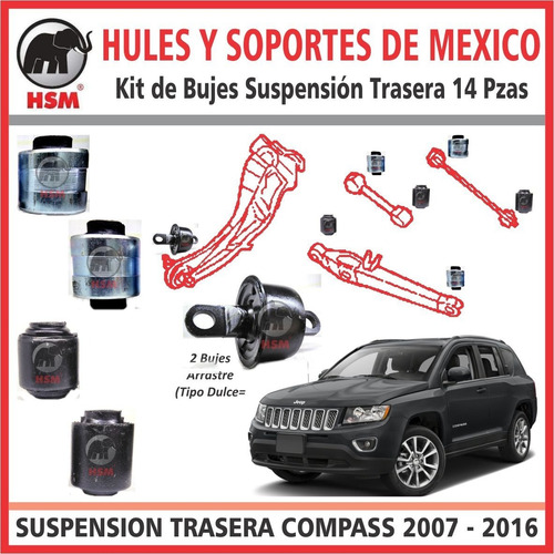 Imagen 5 de 6 de Bujes Suspension Trasera Compass 14pzs 2007 2008 2009