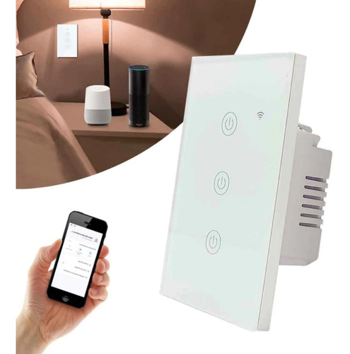 Interruptor Inteligente Hopemob Con 3 Botones Wifi Blanco