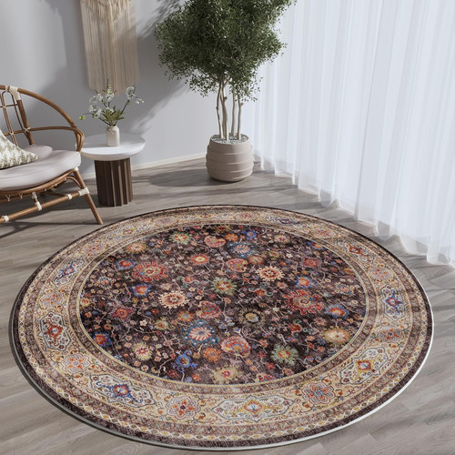 Alfombra Redonda Lavable De 4 Pies, Alfombra Circular Antide