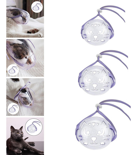 3x Juego De Bozales Para Gatos Cepillo De Baño Peine Boca