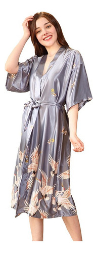 Kimono Japonés Yukata Crane Manga Corta Túnica Ropa De Dor