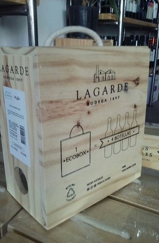 Bag In Box Lagarde 3 Lts Malbec Caja De Madera Regalo Ideal