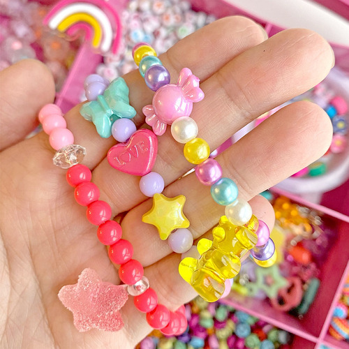 Kit Miçangas Coloridas Infantil P/ Montar Pulseiras 2400 Pçs