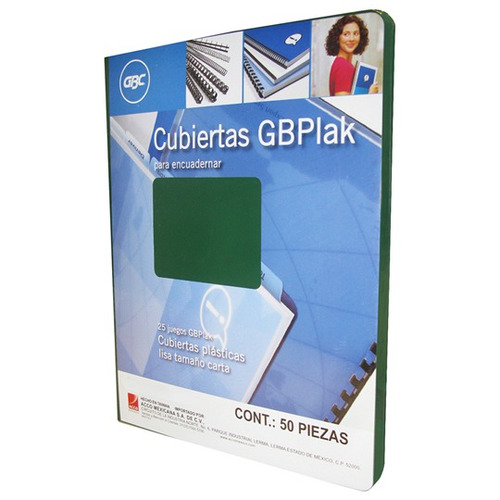 Cubiertas Gbc Gbplak Color Verde Carta 14 Ptos 25 Juegos